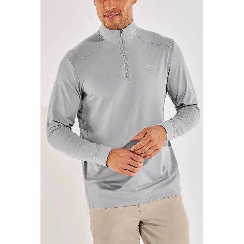 Coolibar David Leadbetter Collection Pullover Mens XL Gray 1/4 Zip Golf UPF 50+